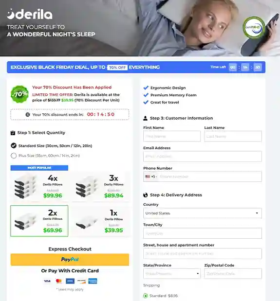 Derila Pillow Order Page